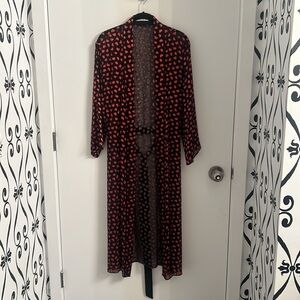 Alice + Olivia Marilyn Robe / Kimono / Duster, Black & Red Hearts, size M/L